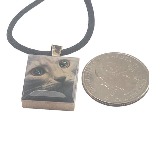 Cat-Themed Wooden A1 Pendant Necklace With Black Cord 16" Whimsical Jewelry - Picture 2 of 6